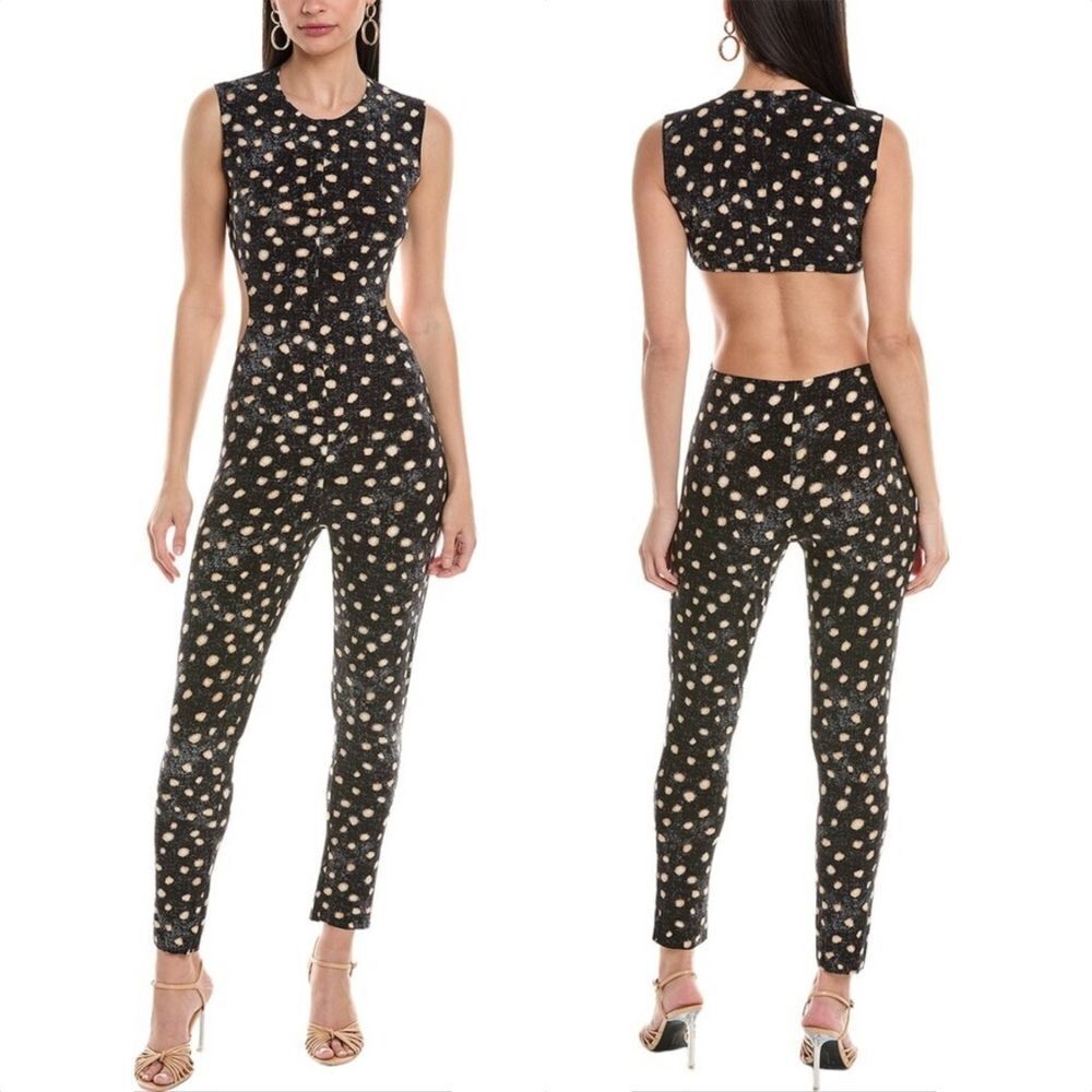 🆕️ Norma Kamala Sleeveless Cut Out Catsuit in Scattered Dots